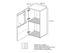 Vladon Vitrina de cine, blanco mate/negro de alto brillo - Vitrina de cristal moderna - (AxAxP): 50,5 x 111 x 32,5 cm