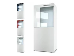 Vladon Vitrina de cine, blanco mate/blanco de alto brillo - Vitrina de cristal moderna - (AxAxP): 50,5 x 111 x 32,5 cm