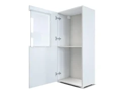 Vladon Vitrina de cine, blanco mate/burdeos de alto brillo - Vitrina de cristal moderna - (AxAxP): 50,5 x 111 x 32,5 cm