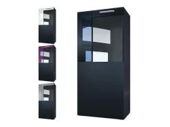 Vladon Vitrina de cine, negro mate/gris de alto brillo - Vitrina de cristal moderna - (AxAxP): 50,5 x 111 x 32,5 cm