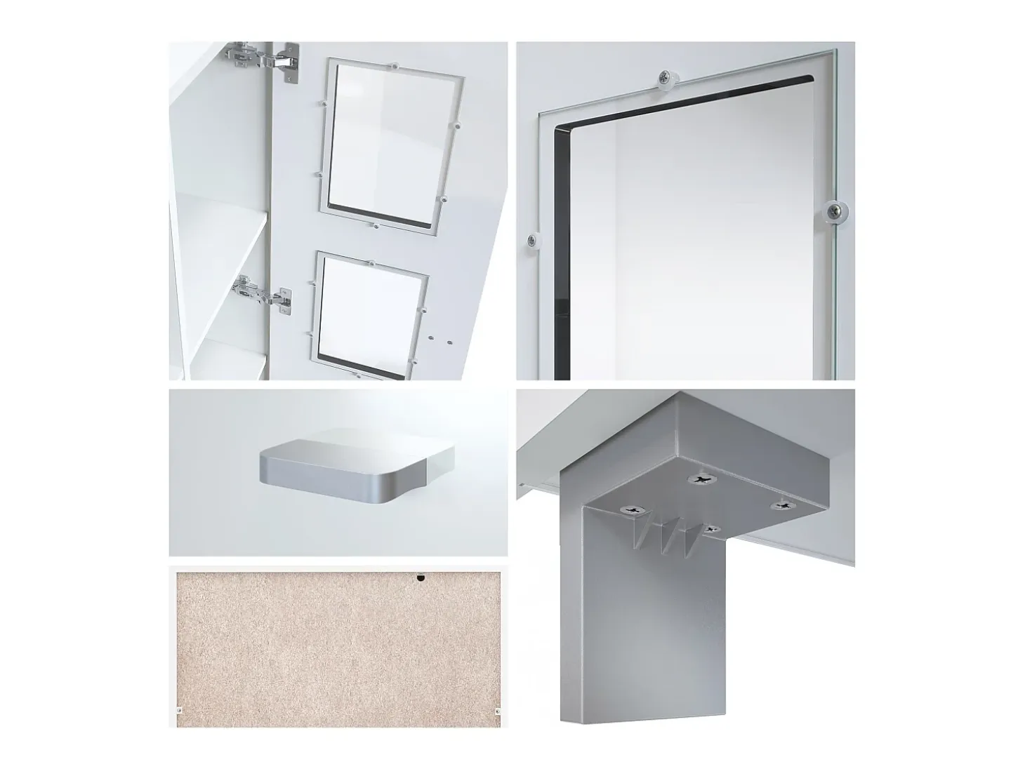 Vladon Vitrina Denjo, Cristalera con 2 Puertas y 3 Estantes de cristal, Blanco mate/Blanco de alto brillo/Roble natural (71 x 129 x 35 cm)