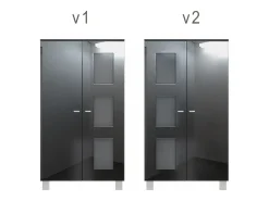Vladon Vitrina Denjo, Cristalera con 2 Puertas y 3 Estantes de cristal, Negro mate/Negro de alto brillo/Gris arena de alto brillo (71 x 129 x 35 cm)