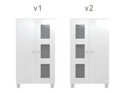 Vladon Vitrina Denjo, Cristalera con 2 Puertas y 3 Estantes de cristal, Blanco mate/Blanco de alto brillo (71 x 129 x 35 cm)