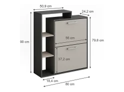 Volquete zapatero antracita/gris 80x24.2x90 orlando
