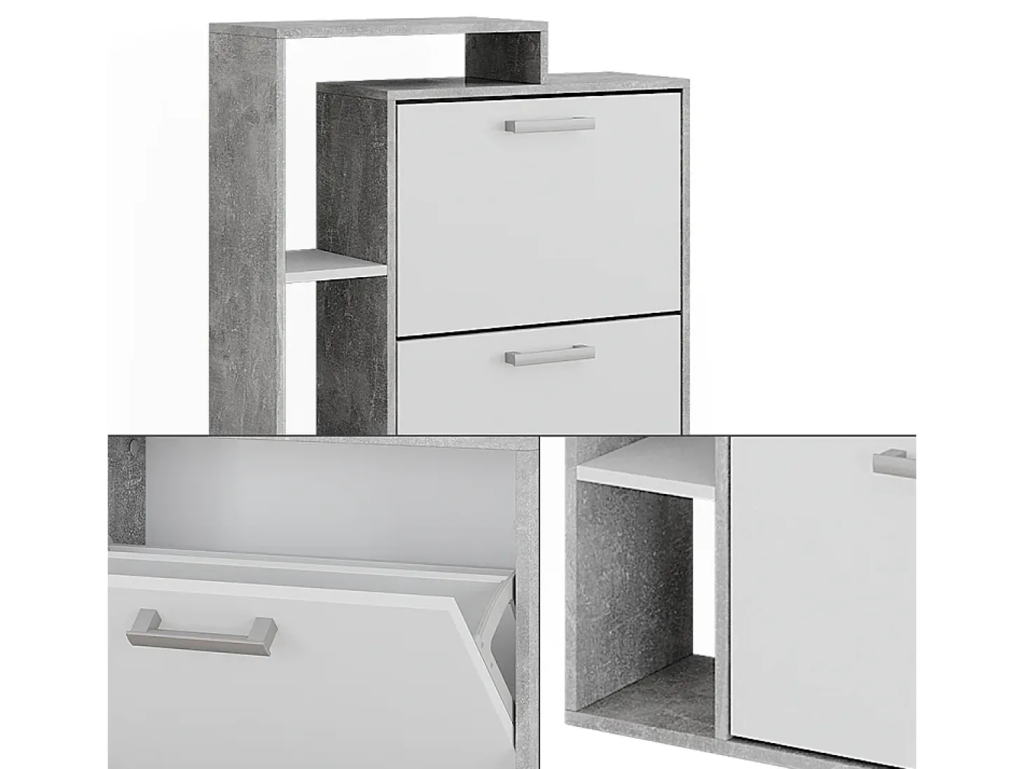 Volquete zapatero blanco/hormigón 80x24.2x128.3 orlando