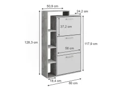 Volquete zapatero blanco/hormigón 80x24.2x128.3 orlando
