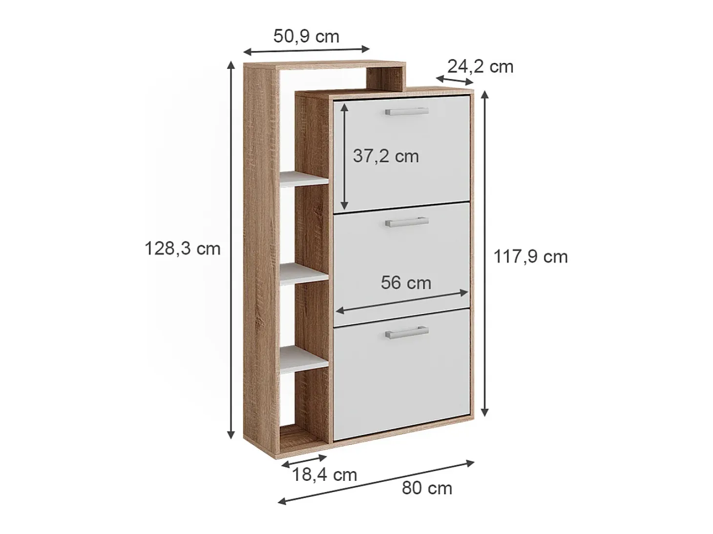 Volquete zapatero blanco/sonoma 80x24.2x128.3 orlando