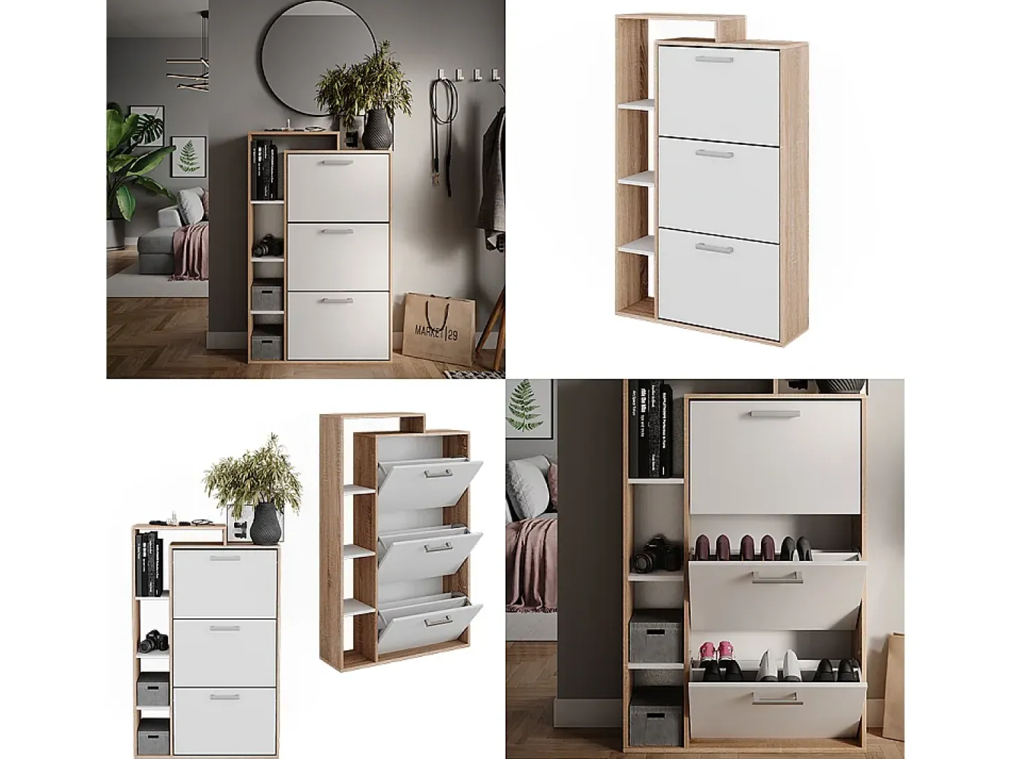 Volquete zapatero blanco/sonoma 80x24.2x128.3 orlando