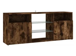 Webster City Mueble de TV con luces LED roble ahumado 120x30x50 cm