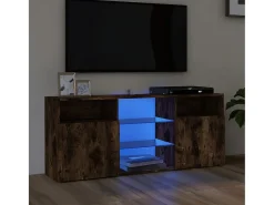 Webster City Mueble de TV con luces LED roble ahumado 120x30x50 cm