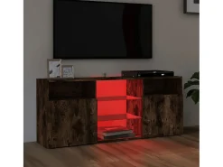 Webster City Mueble de TV con luces LED roble ahumado 120x30x50 cm