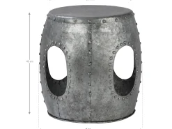 WOMO-DESIGN Mesa auxiliar lateral Ø38x43cm mesita redonda plateada de metal con remaches para salón, hecha a mano, estilo moderno único industrial