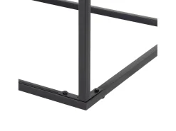 WOMO-DESIGN Mesa auxiliar de centro 60x60cm mesita de café cuadrada madera de mango con marco de metal patrón de espiga hecha a mano para salón