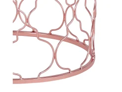 WOMO-DESIGN Set Phoenix 2x Mesa auxiliar lateral Ø40/45 cm mesita de centro redonda de mármol blanco y metal cobre para salón, estilo ligero y aireado