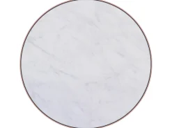 WOMO-DESIGN Set Phoenix 2x Mesa auxiliar lateral Ø40/45 cm mesita de centro redonda de mármol blanco y metal cobre para salón, estilo ligero y aireado