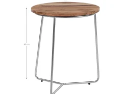 WOMO-DESIGN 2x Mesas auxiliares arizona 43x52 / 38x45cm madera maciza / metal natural-plata tallado a mano mesita de café y té diseño decorativo