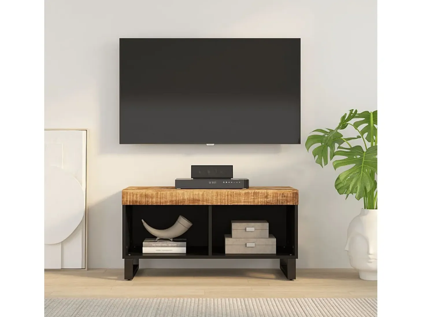 Wyder Mueble de TV madera maciza de mango 85x33x43,5 cm
