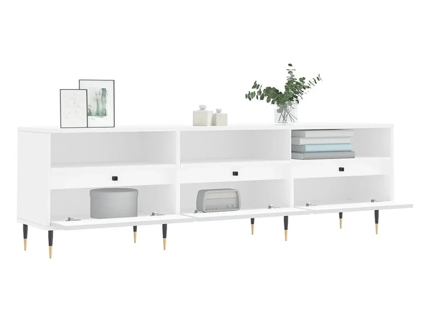 Wyren Mueble de TV madera contrachapada blanco 150x30x44,5 cm