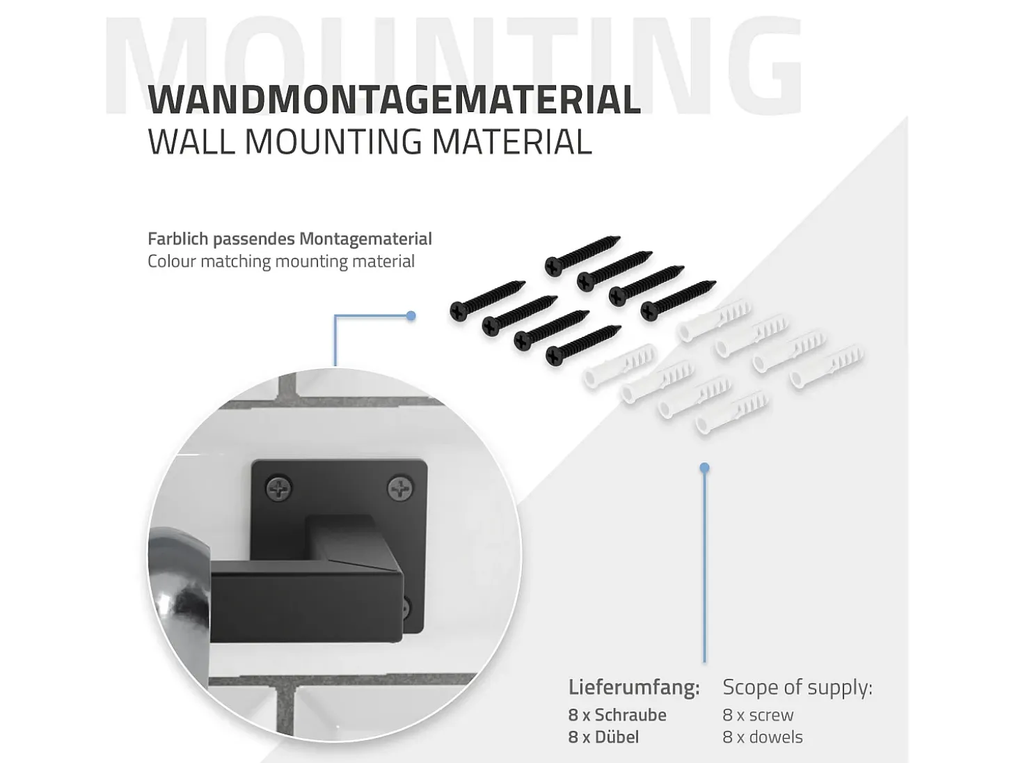 2x Percheros de pared para esquina 90 x 30 cm negro en forma de L para vestidor