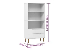 Ximena Luz Librería MOLDE madera maciza de pino blanco 85x35x170,5 cm