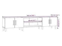 Ylenna Mueble para TV madera contrachapada roble ahumado 180x31,5x40cm