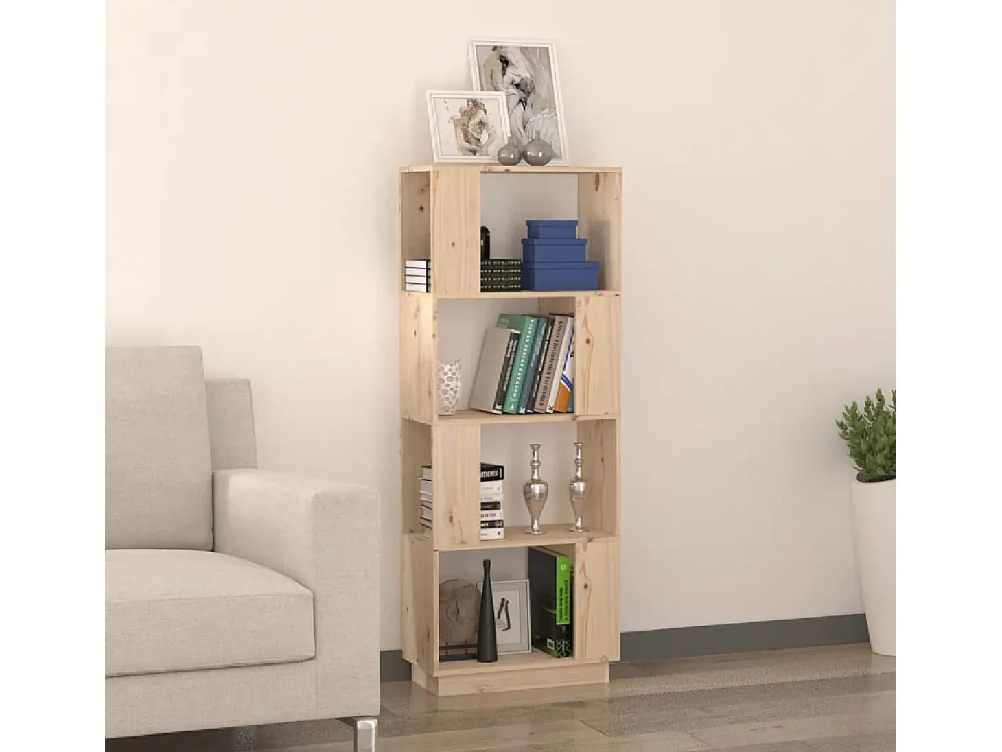 Ylvenor Estantería/divisor de espacios madera maciza pino 51x25x132 cm