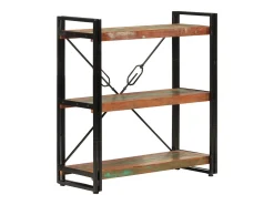 Yoan Estantería de 3 alturas erro y madera reciclada 77x30x80cm