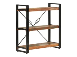 Yoan Estantería de 3 alturas erro y madera reciclada 77x30x80cm