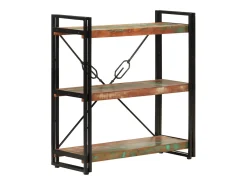 Yoan Estantería de 3 alturas erro y madera reciclada 77x30x80cm