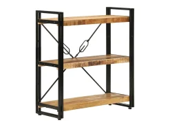 Yoan Estantería de 3 alturas erro y madera maciza mango 77x30x80cm