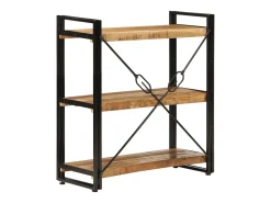 Yoan Estantería de 3 alturas erro y madera maciza mango 77x30x80cm
