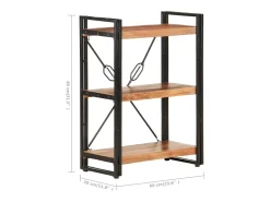 Yoan Estantería de 3 niveles de madera maciza de acacia 60x30x80 cm