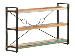 Yoan Estantería de 3 niveles de madera maciza reciclada 140x30x80 cm