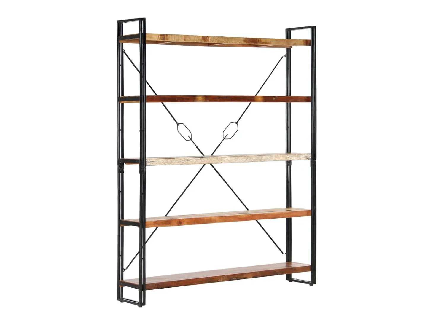 Yoan Estantería de 5 niveles madera maciza reciclada 140x30x180 cm
