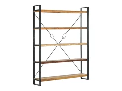 Yoan Estantería de 5 niveles madera maciza reciclada 140x30x180 cm