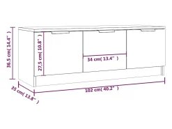 Yrnir Mueble de TV madera contrachapada gris hormigón 102x35x36,5 cm