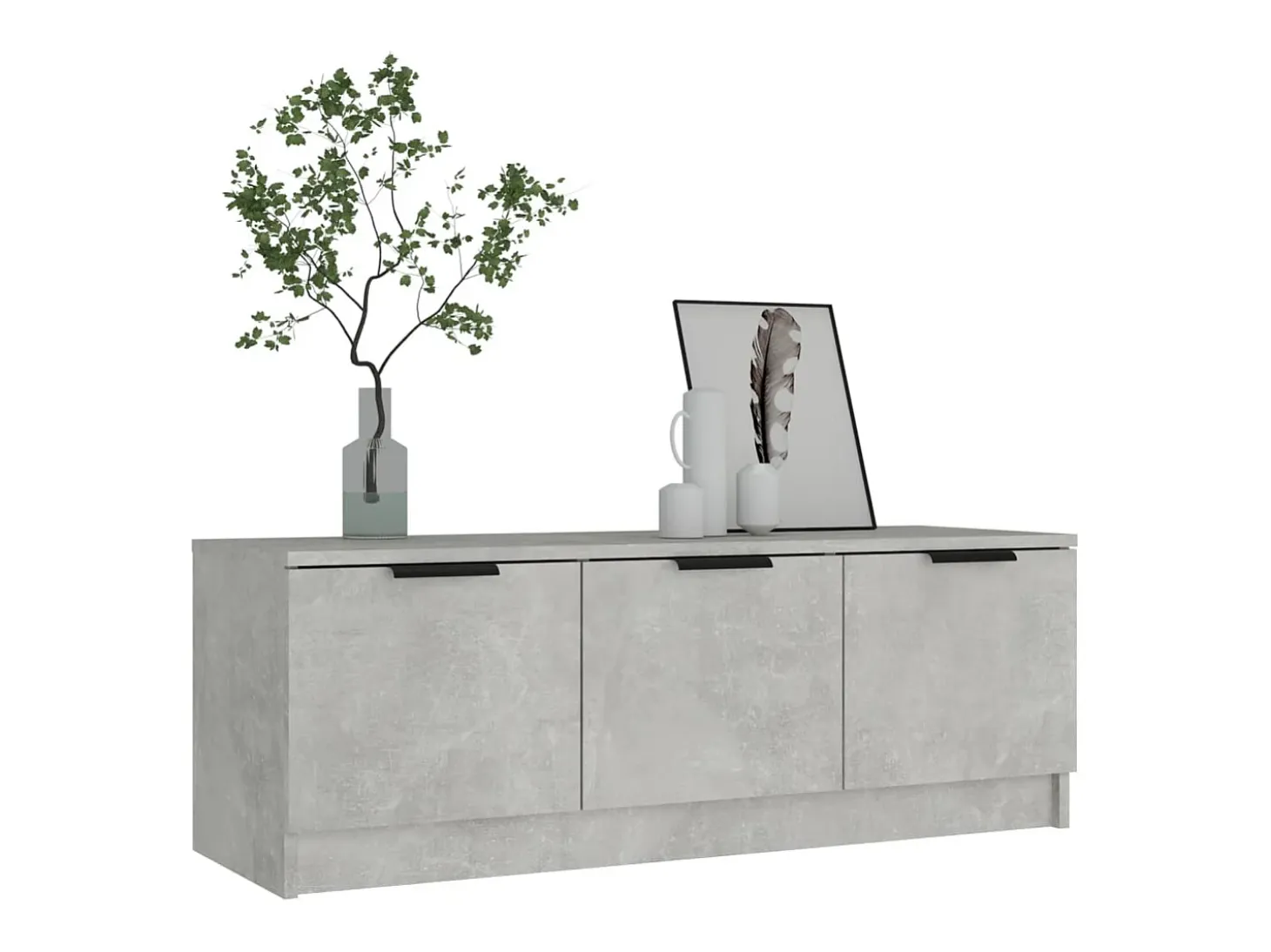 Yrnir Mueble de TV madera contrachapada gris hormigón 102x35x36,5 cm