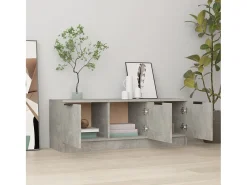 Yrnir Mueble de TV madera contrachapada gris hormigón 102x35x36,5 cm