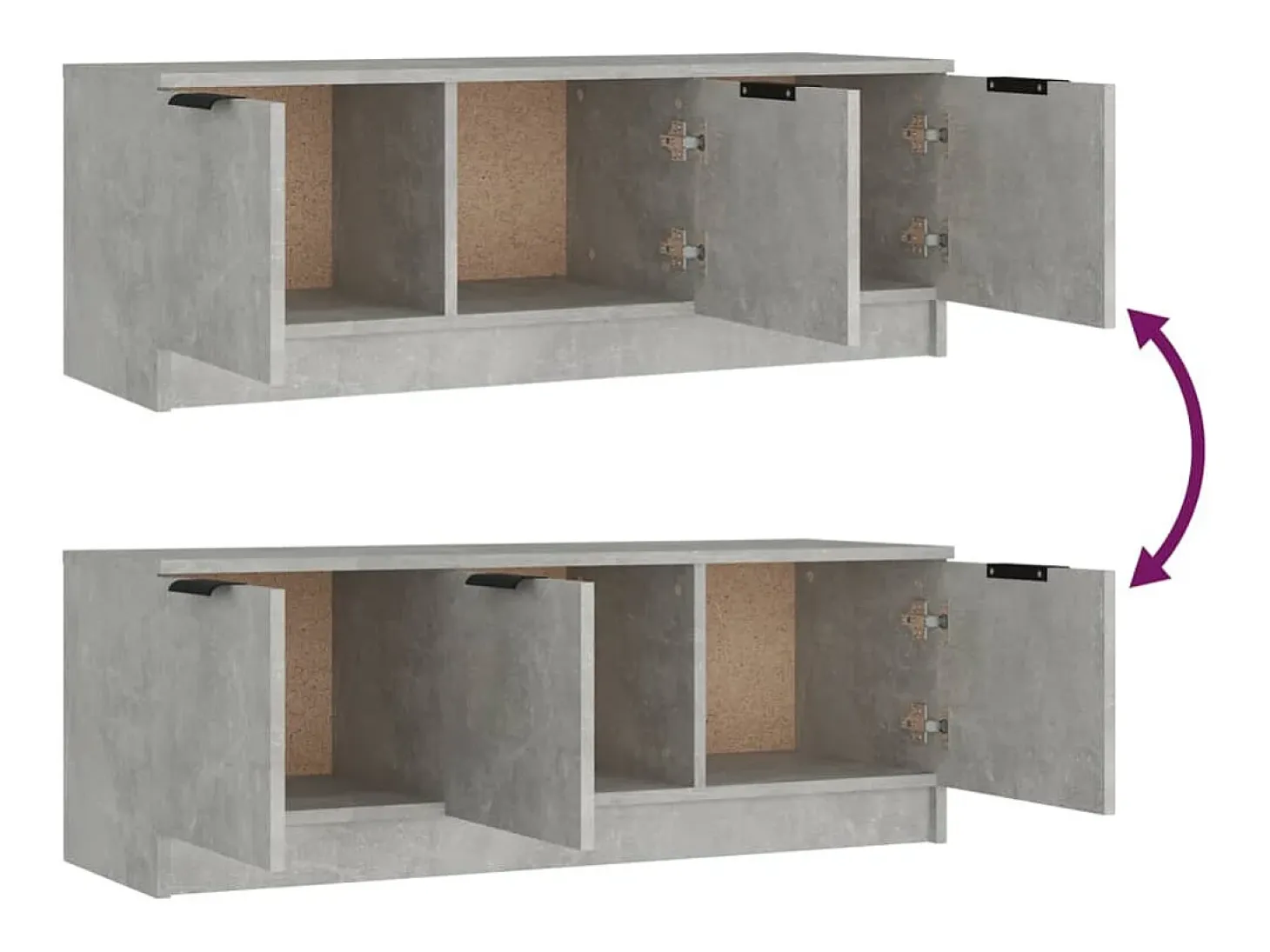 Yrnir Mueble de TV madera contrachapada gris hormigón 102x35x36,5 cm