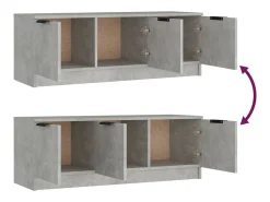 Yrnir Mueble de TV madera contrachapada gris hormigón 102x35x36,5 cm