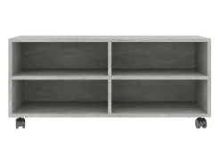 Yron Mueble de TV con ruedas contrachapada gris hormigón 90x35x35 cm