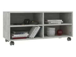 Yron Mueble de TV con ruedas contrachapada gris hormigón 90x35x35 cm