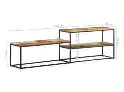 Øyunn Mueble de TV de madera maciza reciclada 180x30x50 cm