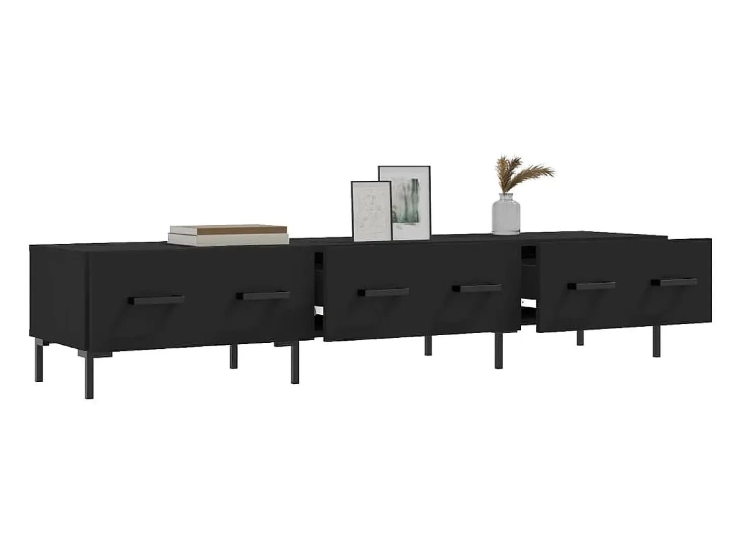 Yusufcan Mueble de TV madera de ingeniería negro 150x36x30 cm