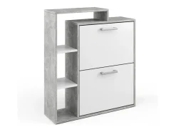 Zapatera abatible blanco/hormigón 24.5x80x90 orlando