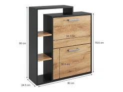 Zapatera abatible oro power roble/antracita 24.5x80x90 orlando