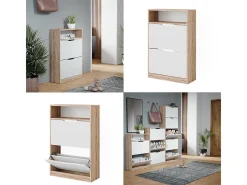 Zapatera abatible sonoma/blanco 59x22x89.5 luca