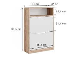 Zapatera abatible sonoma/blanco 59x22x89.5 luca