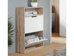 Zapatera abatible sonoma/blanco 59x22x89.5 luca