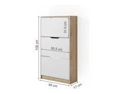 Zapatera abatible sonoma/blanco 59x22x105 luca